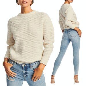 SER.O.YA Forrest Sweater Cream Textured Knit Wool Pullover  S Small